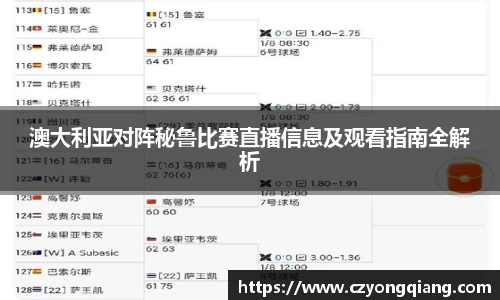 澳大利亚对阵秘鲁比赛直播信息及观看指南全解析